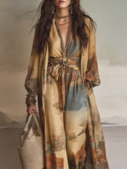 Art-Inspired Wide-Leg Jumpsuit With Belted Waist – Effortless Luxury Style
