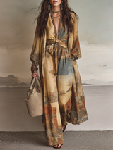 Art-Inspired  With Belted Waist – Effortless Luxury Style Wide-Leg Jumpsuit