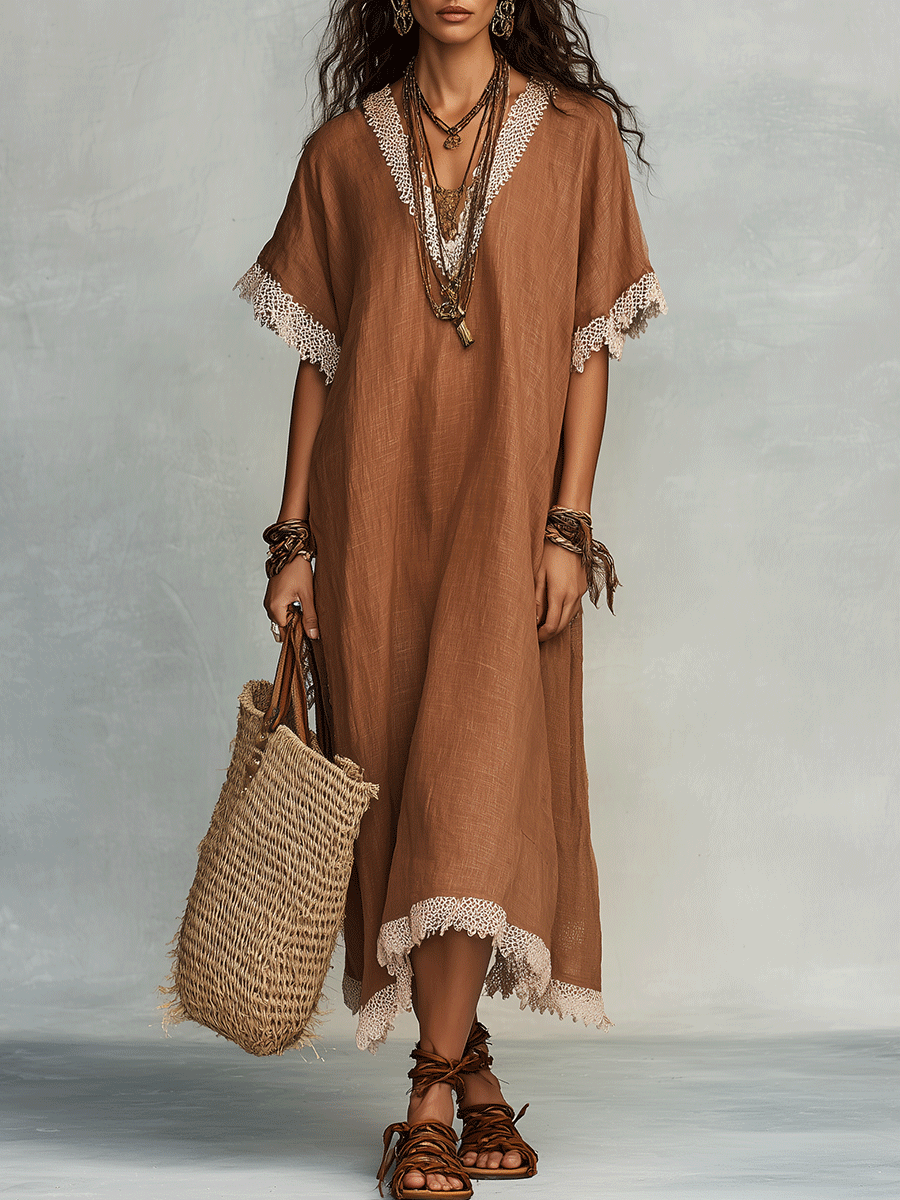 linen blend kaftan dress Linen Summer Kaftan Dress from NikkaPlace