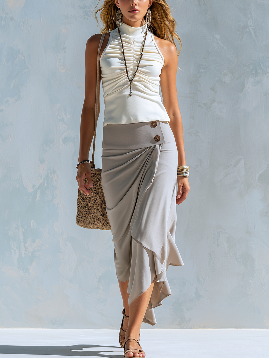 Effortlessly Create A Bohemian Style White Pleated Top