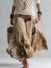 Bohemian Pleated Top And Skirt Set