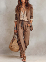 Vintage Cotton-linen Suit Set