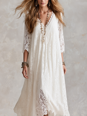 Romantic White Lace Maxi Dress