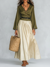 Olive Wrap Bohemian Maxi Set