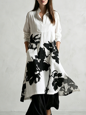 Dark Floral Belted Coat And Trousers