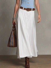 Effortless Coastal Elegance Button-Detail Knit Top With Draped Boho Skirt Ensemble