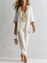 Bohemian Style Gold Rimmed Three Piece Set