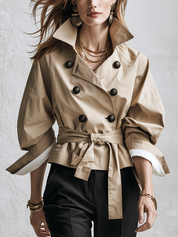 Elegant Double Breasted Belted Trench Coat