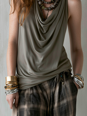Bohemian Gray Draped Top