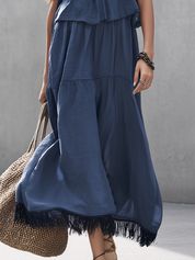 Relaxed Slate Blue Tiered Cami Skirt Set