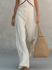 Refined Ivory Contrast Cami Pant Set