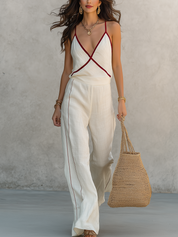 Refined Ivory Contrast Cami Pant Set