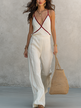 Refined Ivory Contrast Cami Pant Set