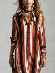 Bohemian Red Striped Maxi Dress