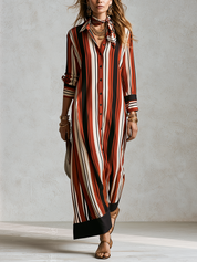 Bohemian Red Striped Maxi Dress