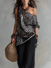 Vacation-to-Dinner Off Shoulder Boho Pants Outfit
