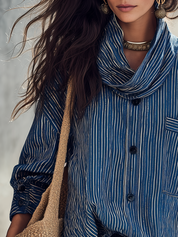 Classic Navy Striped Oversized Shirt