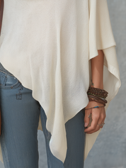 Relaxed Ivory Draped Knit Top