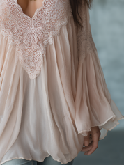 Romantic Blush Lace Chiffon Blouse