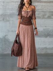 Romantic Blush Printed Maxi Dress