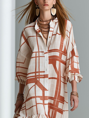 Modern Bohemian Geometric Print Layered Maxi Dress