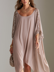 Bohemian Champagne Sequined Long Dress
