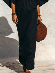Minimalist Black Dolman Sleeve Maxi Dress