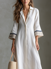 Refined Ivory Contrast Hem Maxi Dress