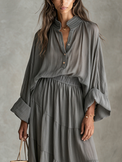 Bohemian Gray Textured Skirt Suit