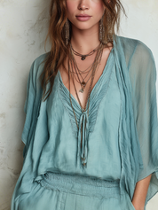 Effortless Coastal Seafoam Blue Three Piece Set