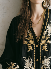 Timeless Black Floral Embroidered Cardigan