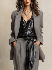 Modern Taupe Textured Suit Set