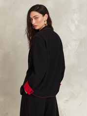 Tailored Black Contrast Trim Blazer