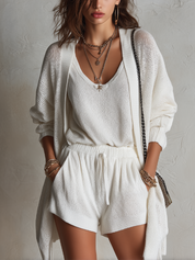 Bohemian Ivory Knitted Three Piece Set