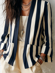 Classic Navy Stripe Relaxed Blazer