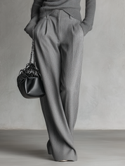 Minimal Elegant One Shoulder Knit Co-Ord Pants Set