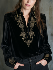 Luxurious Black Embroidered Blouse