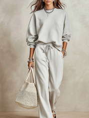 Comfortable Light Gray Sweatshirt And Sweatpants Set