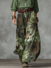 Olive Green Batwing Sleeve Knit Top And Skirt Set