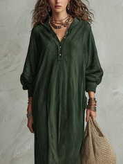 Bohemian Emerald Textured Long Dress