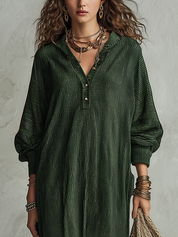 Bohemian Emerald Textured Long Dress