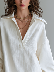 Stylish White Textured Soft Shirt Dress