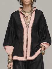 Bohemian Pink Trimmed Linen Suit