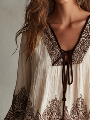 Elegant Ivory Paisley Print Blouse