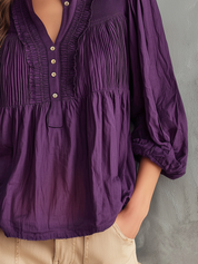Elegant Plum Pintuck Blouse