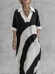 Modern Boho Contrast Stripe Knit Maxi Dress