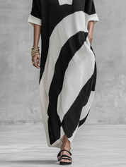 Modern Boho Contrast Stripe Knit Maxi Dress