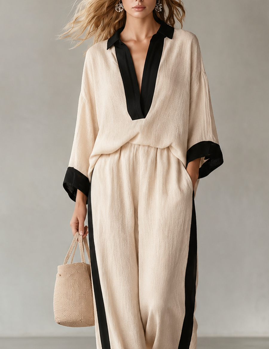 Modern Bohemian Batwing Sleeve Top & Palazzo Pants Set