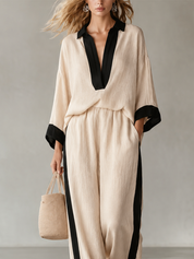 Modern Bohemian Batwing Sleeve Top & Palazzo Pants Set