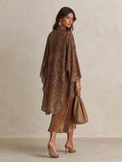Elegant Velvet Slip Dress & Paisley-Print Two-Piece Duster Set